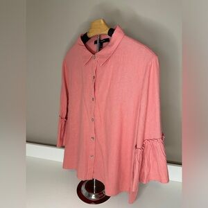 Linen Buttoned Down Flutter Sleeve Top by Marc